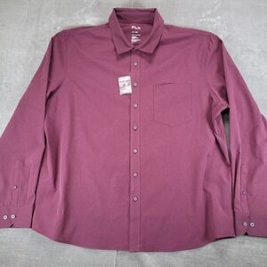 FLX Mens XXL‎ SLIM Urban Commuter Button Up Shirt Burgundy Recycled New